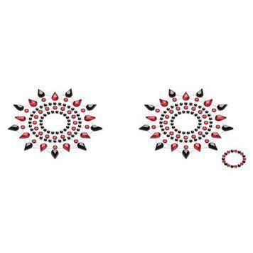 Пестіс з кристалів Petits Joujoux Gloria set of 2 - Black/Red, прикраса на груди &mdash; купити в інтим-бутику EroticToys