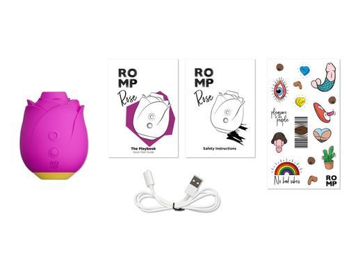 Шикарний вакуумний кліторальний стимулятор Romp Rose Pink, у вигляді троянди &mdash; купити в інтим-бутику EroticToys