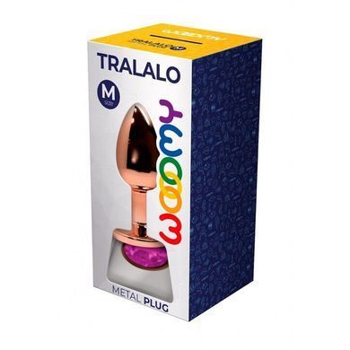 Металева анальна пробка Wooomy Tralalo Rose Gold Metal Plug Magenta M, діаметр 3,4 см, довжина 8 см &mdash; купити в інтим-бутику EroticToys