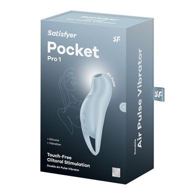 Вакуумний кліторальний стимулятор з вібрацією Satisfyer Pocket Pro 1 Blue &mdash; купити в інтим-бутику EroticToys