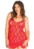 Сорочка бебі-дол Leg Avenue Rose Lace Flair Chemise Red, Queen Size &mdash; купити в інтим-бутику EroticToys