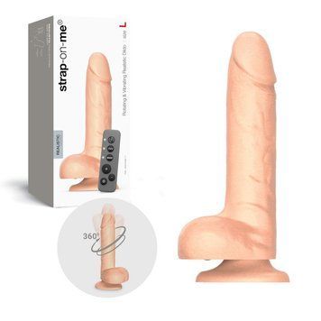Фалоімітатор з вібрацією та ротацією Strap-On-Me Rotating & Vibrating Realistic Dildo &ndash; L &ndash; Vanilla &mdash; купити в інтим-бутику EroticToys