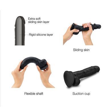 Замовити анонімно: Реалістичний фалоімітатор Strap-On-Me Sliding Skin Realistic Dildo Black XXL, ефект рухливої шкіри Реалістичний фалоімітатор Strap-On-Me Sliding Skin Realistic Dildo Black XXL, ефект рухливої шкіри — купити в інтим-бутику EroticToys