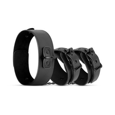 Наручники з нашийником Bedroom Fantasies: Collar & Wrist Cuffs, чорні &mdash; купити в інтим-бутику EroticToys