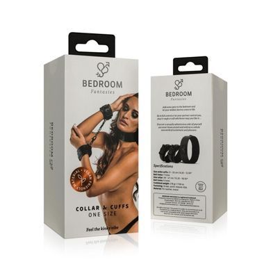 Наручники з нашийником Bedroom Fantasies: Collar & Wrist Cuffs, чорні &mdash; купити в інтим-бутику EroticToys