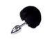 Металева анальна пробка Кролячий хвостик Alive Fluffy Plug S Black, діаметр 2,8 см в інтим-бутику EroticToys