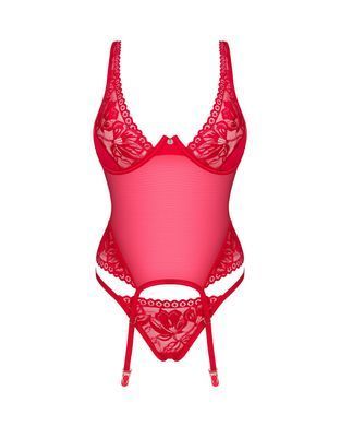 Прозорий корсет Obsessive Lacelove corset M/L Red, мереживо, підв&rsquo;язки для панчіх &mdash; купити в інтим-бутику EroticToys