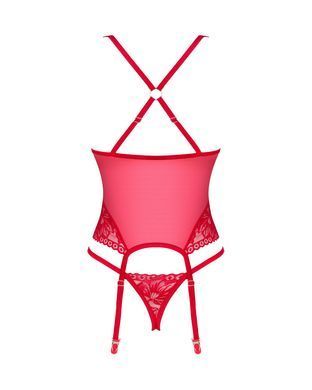 Прозорий корсет Obsessive Lacelove corset M/L Red, мереживо, підв&rsquo;язки для панчіх &mdash; купити в інтим-бутику EroticToys