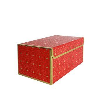Подарункова коробка червона з золотим геометричним малюнком, S &mdash; 20,2&times;14&times;10,5 см &mdash; купити в інтим-бутику EroticToys