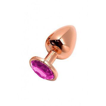 Металева анальна пробка Wooomy Tralalo Rose Gold Metal Plug Magenta S, діаметр 2,8 см, довжина 7 см &mdash; купити в інтим-бутику EroticToys