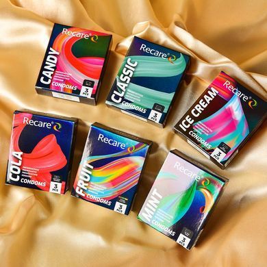 Презервативи Holographic Recare Cola Dotted&Ribbed Condoms 3 шт, з пухирцями і ребрами, аромат: Кола &mdash; купити в інтим-бутику EroticToys