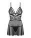 Еротичний мереживний комплект із сіточкою Obsessive 838-BAB-1babydoll & thong black S/M в інтим-бутику EroticToys