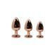 Металева анальна пробка Wooomy Tralalo Rose Gold Metal Plug Magenta S, діаметр 2,8 см, довжина 7 см в інтим-бутику EroticToys