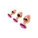 Металева анальна пробка Wooomy Tralalo Rose Gold Metal Plug Magenta S, діаметр 2,8 см, довжина 7 см в інтим-бутику EroticToys