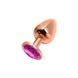 Металева анальна пробка Wooomy Tralalo Rose Gold Metal Plug Magenta S, діаметр 2,8 см, довжина 7 см в інтим-бутику EroticToys