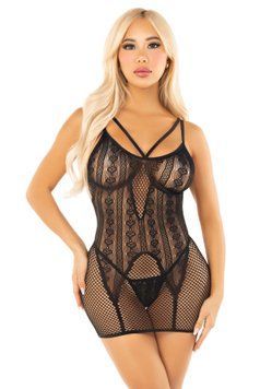 Бодістокінг Leg Avenue Heart Net Mini Dress One Size Black &mdash; купити в інтим-бутику EroticToys