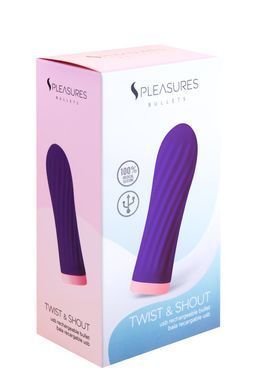 Віброкуля S Pleasures Bullets Twist & Shout Purple, фіолетова, ребриста поверхня, 10 режимів &mdash; купити в інтим-бутику EroticToys