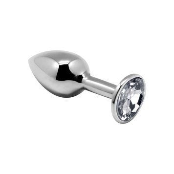 Металева анальна пробка з кристалом Alive Mini Metal Butt Plug White M &mdash; купити в інтим-бутику EroticToys