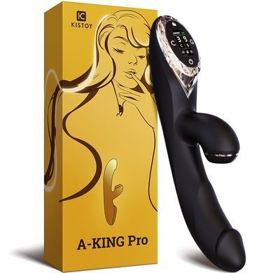 Вакуумний вібратор-кролик з підігрівом KISTOY A-King Pro Black, з LED-екраном &mdash; купити в інтим-бутику EroticToys