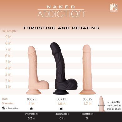 Фалоімітатор з ротацією та пульсацією Naked ADDICTION 8&Prime; Rotating & Thrusting Dong - Vanilla &mdash; купити в інтим-бутику EroticToys