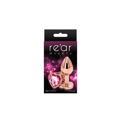 Анальна пробка NS Novelties Rear Assets - Rose Gold Heart - Small - Pink &mdash; купити в інтим-бутику EroticToys