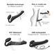 Безремінний страпон з вібрацією Strap-On-Me Vibrating Black L, діаметр 3,7см, пульт ДК, регульований в інтим-бутику EroticToys