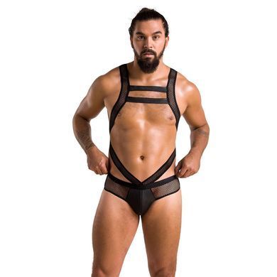 Чоловіче еротичне сітчасте боді Passion 045 VICTOR L/XL Black, екошкіра, сітка &mdash; купити в інтим-бутику EroticToys