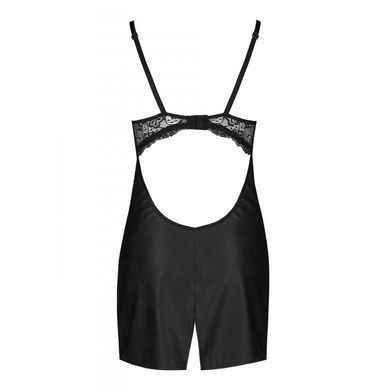 Бебі-дол з еко-шкіри та мережива Passion LOONA CHEMISE L/XL, black &mdash; купити в інтим-бутику EroticToys