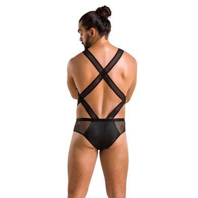 Чоловіче еротичне сітчасте боді Passion 045 VICTOR L/XL Black, екошкіра, сітка &mdash; купити в інтим-бутику EroticToys