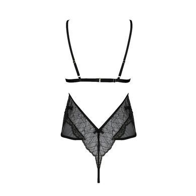 Боді Passion AMBERLY BODY 4XL/5XL black, асиметричний крій, мереживний ліф, золота нитка &mdash; купити в інтим-бутику EroticToys