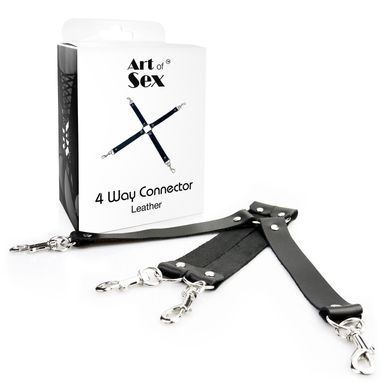 Хрестовина з натуральної шкіри Art of Sex &ndash; 4 Way Connector, чорний &mdash; купити в інтим-бутику EroticToys