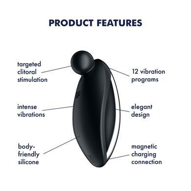 Вібратор для зовнішньої стимуляції Satisfyer Spot On 2 Black, дуже потужний, гнучкий відросток &mdash; купити в інтим-бутику EroticToys