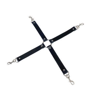 Хрестовина з натуральної шкіри Art of Sex &ndash; 4 Way Connector, чорний &mdash; купити в інтим-бутику EroticToys