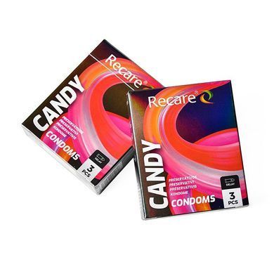 Презервативи Holographic Recare Delay Candy Condoms 3 шт, пролонгувальний ефект, цукерковий аромат &mdash; купити в інтим-бутику EroticToys