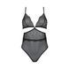 Боді Passion AMBERLY BODY 4XL/5XL black, асиметричний крій, мереживний ліф, золота нитка в інтим-бутику EroticToys