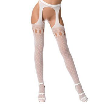 Еротичні панчохи-стокінги Passion S024 One Size, White, імітація панчіх та пояса з гартерами &mdash; купити в інтим-бутику EroticToys