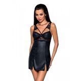 Бебі-дол з еко-шкіри та мережива Passion LOONA CHEMISE XXL/XXXL, black &mdash; купити в інтим-бутику EroticToys