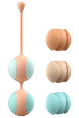 Вагінальні кульки Liebe Kewos &mdash; Peach/Mint, 5 кульок у комплекті, 15, 25, 35, 45 та 55 г &mdash; купити в інтим-бутику EroticToys