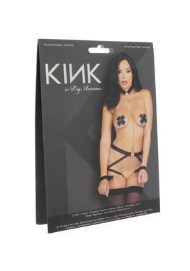 Комплект ременів для бондажу Leg Avenue Harness & wrist restraints One size Black, чокер &mdash; купити в інтим-бутику EroticToys