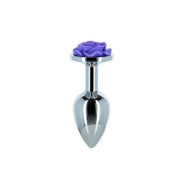 Металева анальна пробка Lux Active з трояндою - Rose Anal Plug - Purple, віброкуля в подарунок &mdash; купити в інтим-бутику EroticToys