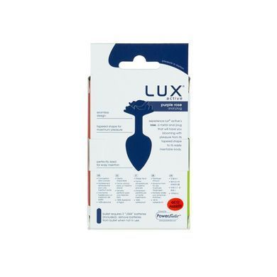 Металева анальна пробка Lux Active з трояндою - Rose Anal Plug - Purple, віброкуля в подарунок &mdash; купити в інтим-бутику EroticToys