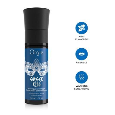 Стимулювальний гель для анілінгусу та анального сексу Orgie Greek Kiss, 50 мл, зігрівальний, зі смаком м&rsquo;яти &mdash; купити в інтим-бутику EroticToys