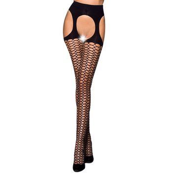 Еротичні колготки Passion TIOPEN 004 1/2 (fishnet 40 den), nero, імітація панчох і пояса &mdash; купити в інтим-бутику EroticToys