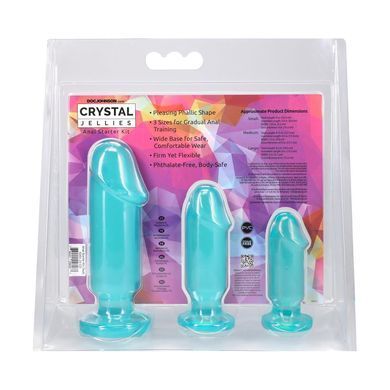 Набір анальних пробок Doc Johnson Crystal Jellies - Anal Starter Kit Teal (м'ятий та без вставки!!!) &mdash; купити в інтим-бутику EroticToys