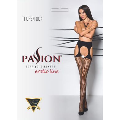 Еротичні колготки Passion TIOPEN 004 1/2 (fishnet 40 den), nero, імітація панчох і пояса &mdash; купити в інтим-бутику EroticToys