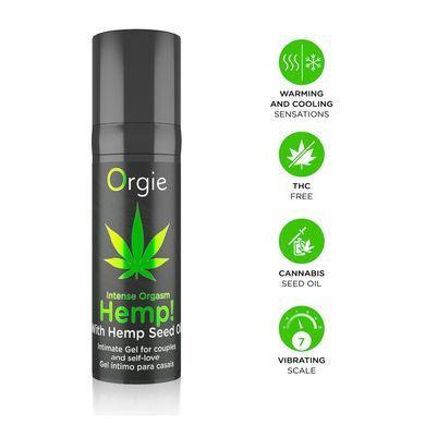 Збуджувальний гель для пар Orgie Hemp! Intense Orgasm, 15 мл, тепло-холод, ефект сильної вібрації &mdash; купити в інтим-бутику EroticToys