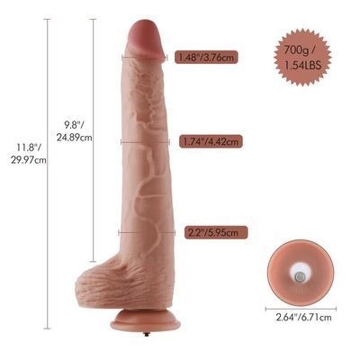 Фалоімітатор 11.8&Prime; з вібрацією для секс-машин Hismith Silicone Dildo with Vibe, KlicLok, пульт ДК &mdash; купити в інтим-бутику EroticToys
