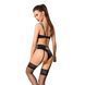 Комплект білизни Passion Exclusive FLORIS SET L/XL, black, ліф, трусики, пояс для панчіх в інтим-бутику EroticToys