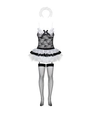 Еротичний костюм покоївки зі спідницею Obsessive Housemaid 5 pcs costume S/M, black, топ, спідниця, стринги, пов'язка на голову, п &mdash; купити в інтим-бутику EroticToys
