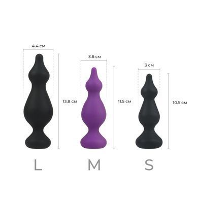 Анальна пробка Adrien Lastic Amuse Medium Purple (M) з двома переходами, макс. діаметр 3,6 см &mdash; купити в інтим-бутику EroticToys